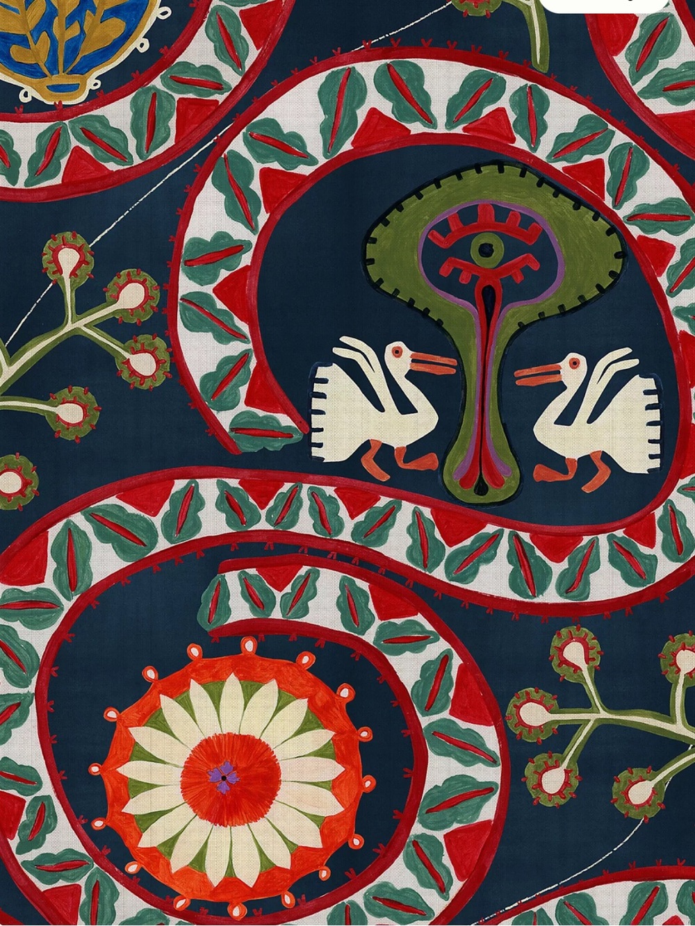 New Anthropologie x MINDTHEGAP Two Storks Wallpaper Mural Blue
